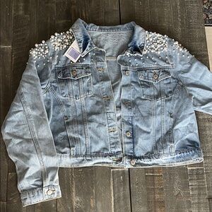 Pearl Embellished Denim Jacket